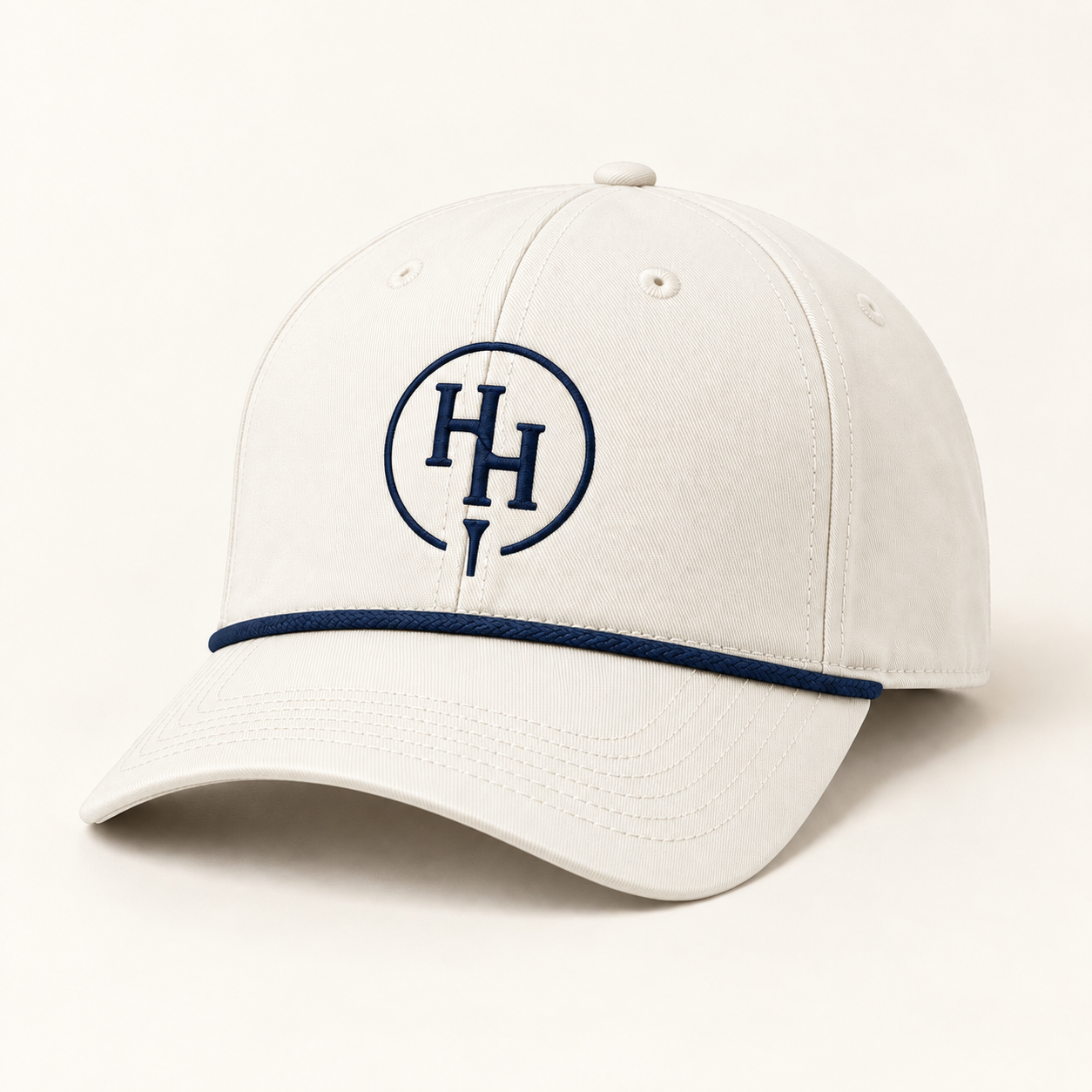 Concept warm white HH golf cap with navy monogram